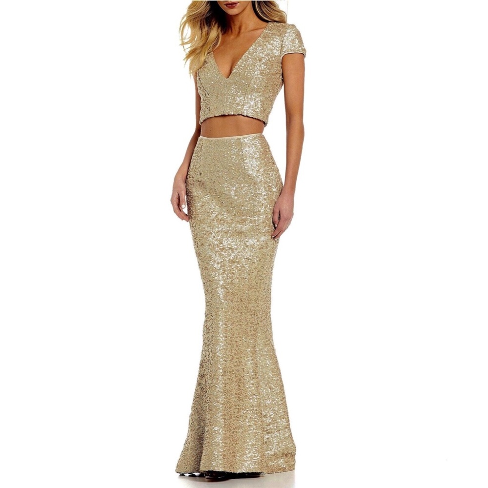 Dress the Population Cara Sequin Two Piece Gown